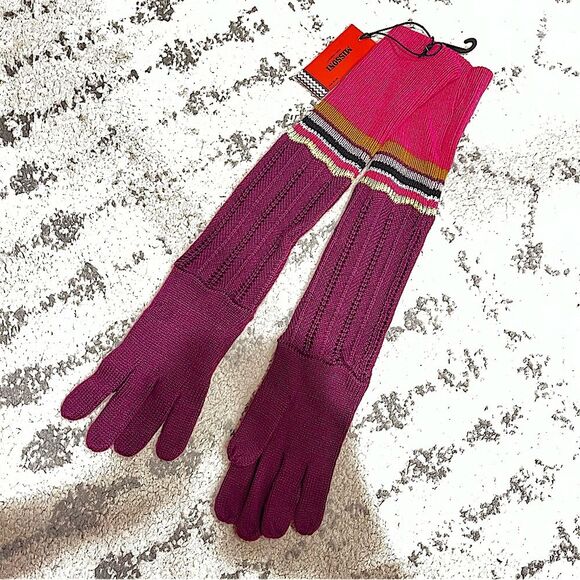 NWT MISSONI for Target Passion Purple Zig Zag Chevron Wool Blend Knit Long Glove - Picture 1 of 5